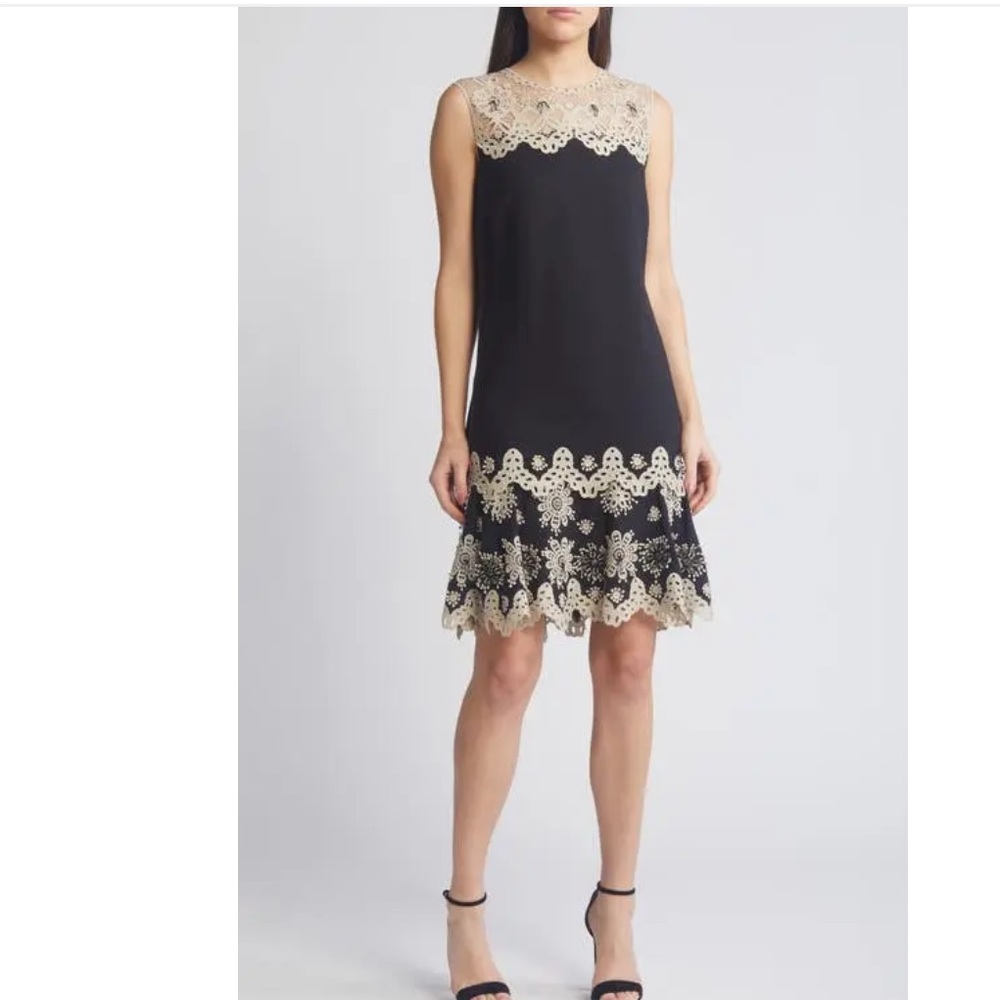 New! Kobi Halperin Black Dress with Cream Lace